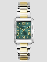 Multi-Tone Crystal Square Analog Watch