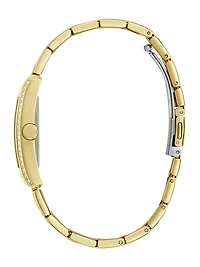 Gold-Tone Crystal Square Analog Watch