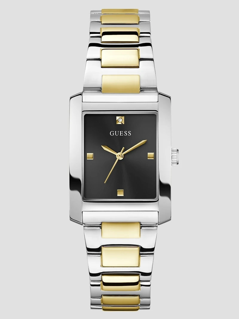 Multi-Tone and Black Square Analog Watch