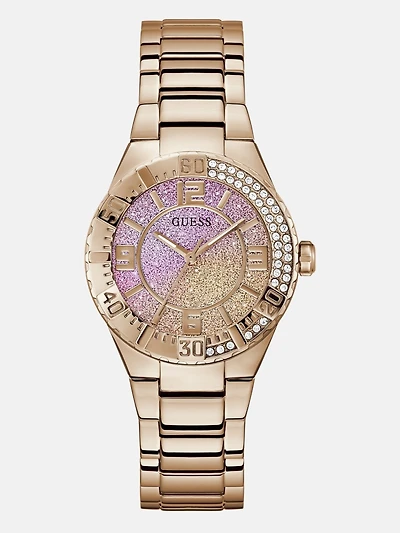 Rose Gold-Tone and Pink Analog Watch