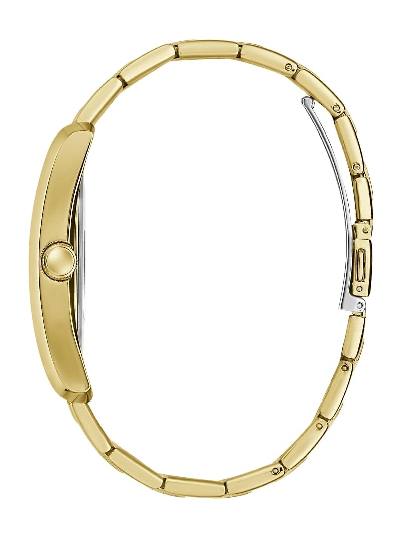 Gold-Tone and Black Square Analog Watch