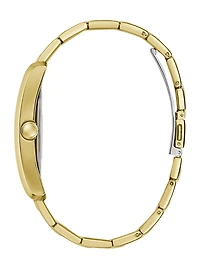 Gold-Tone and Black Square Analog Watch