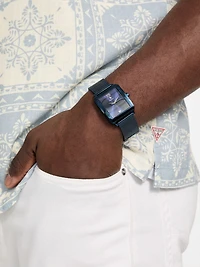 Blue Mesh Analog Watch