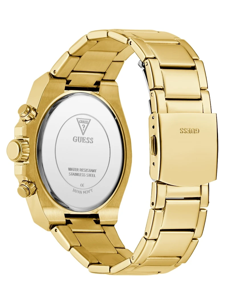 Gold-Tone Rhinestone Multifunction Watch