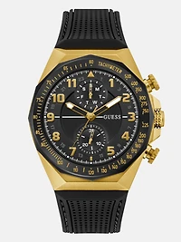 Gold-Tone and Black Silicone Chronograph Watch