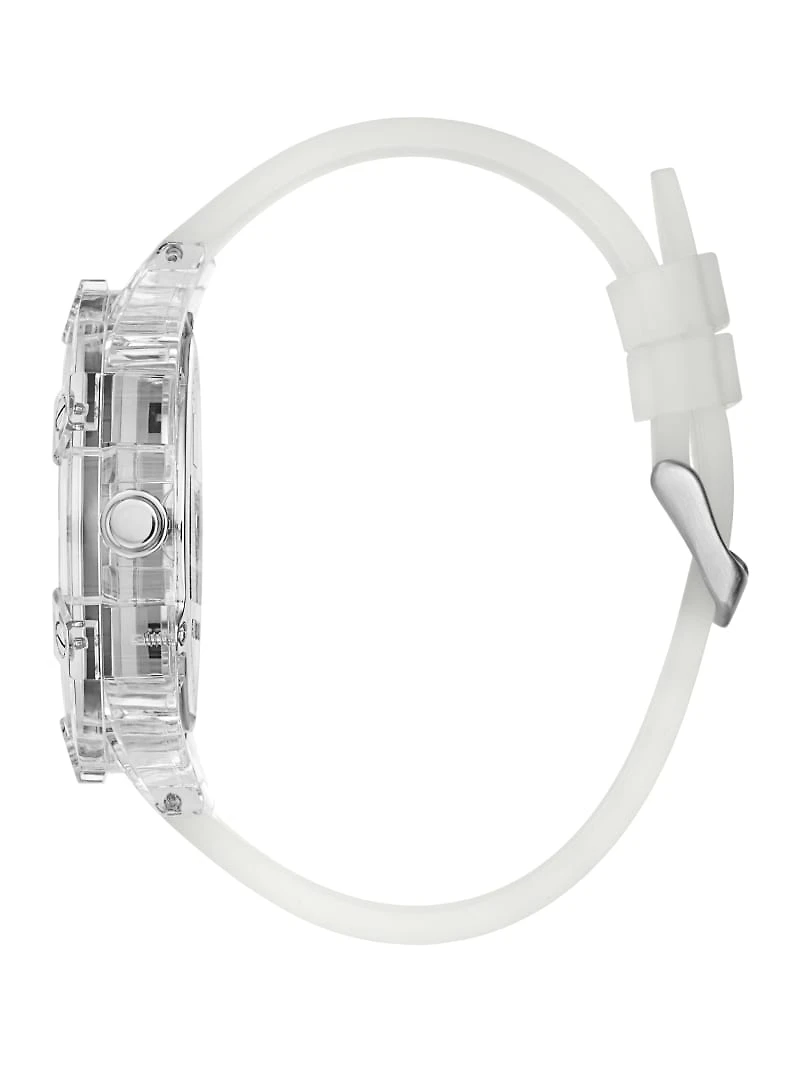 Rainbow Mosaic and White Silicone Multifunction Watch