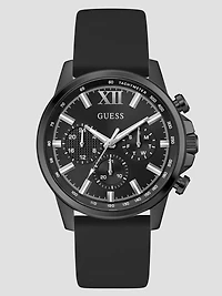 Black Silicone Multifunction Watch