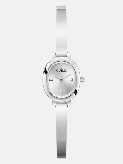 Silver-Tone Oval Analog Watch