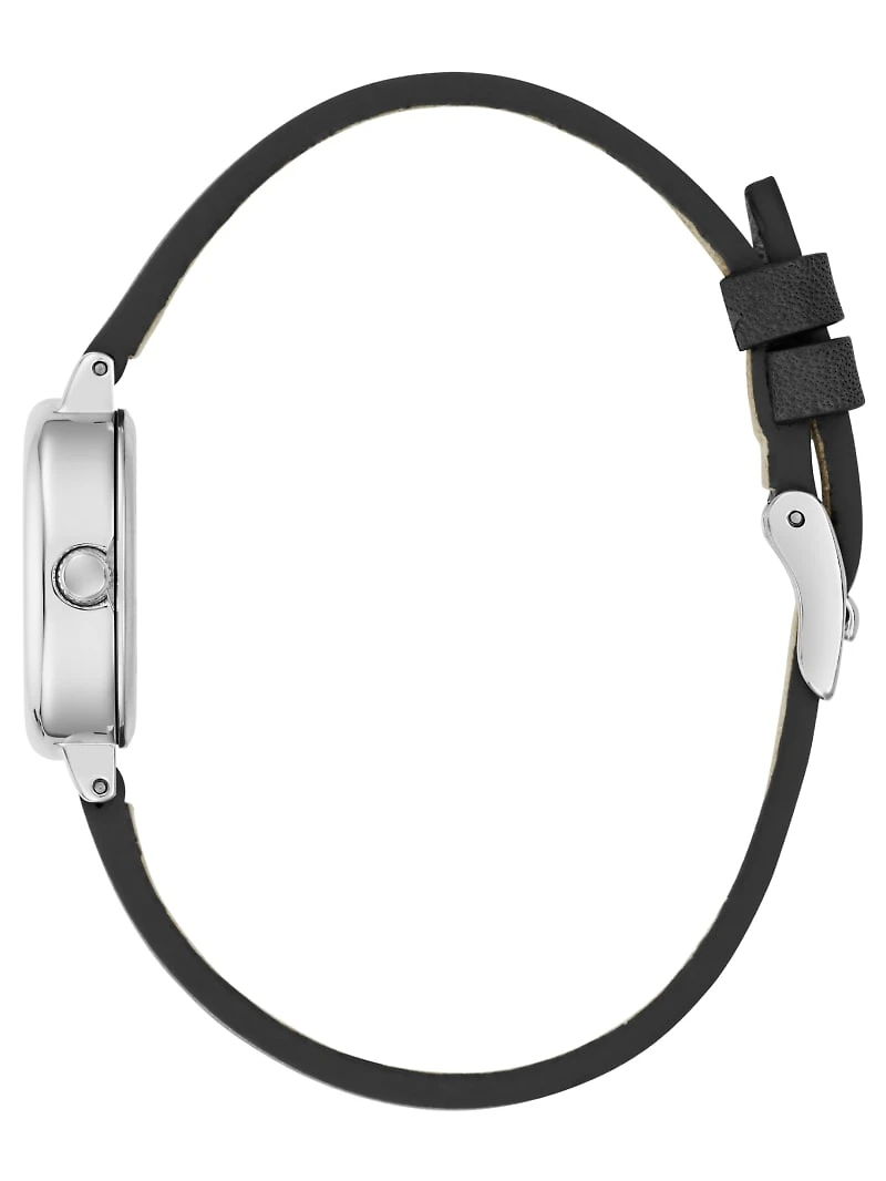 Silver-Tone and Black Oval Analog Watch
