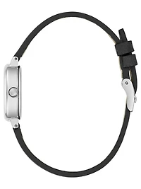 Silver-Tone and Black Oval Analog Watch