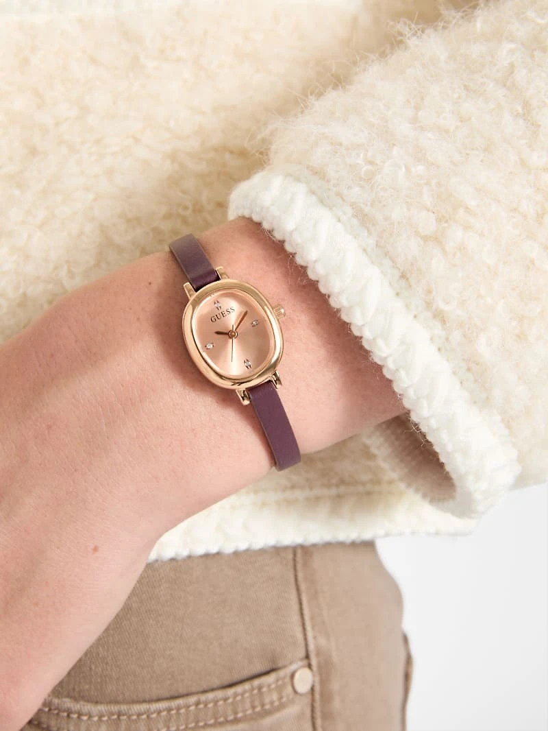 Burgundy Leather Analog Watch