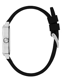 Silver-Tone Silicone Analog Watch