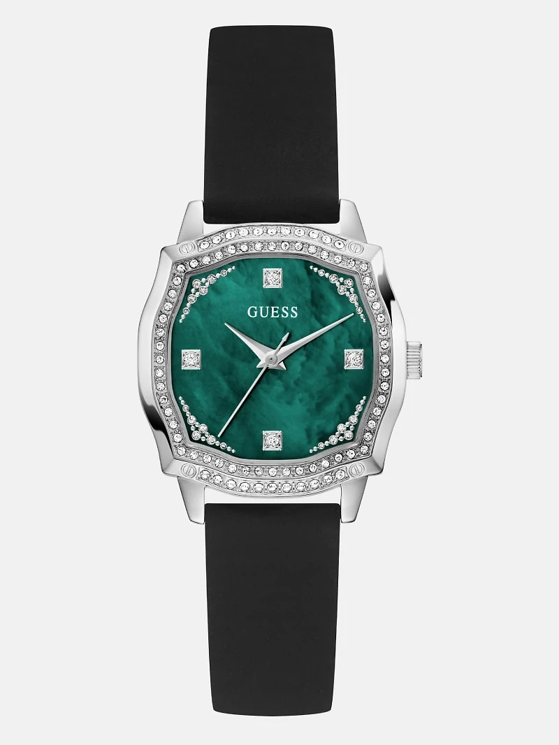 Silver-Tone Silicone Analog Watch