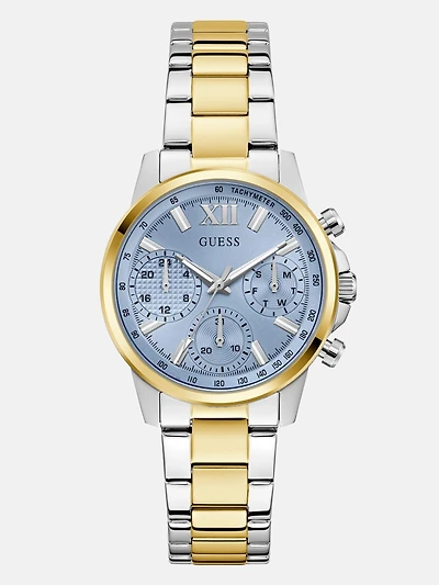 Two-Tone and Blue Chronograph Watch