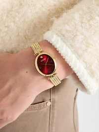 Gold-Tone Red Analog Watch