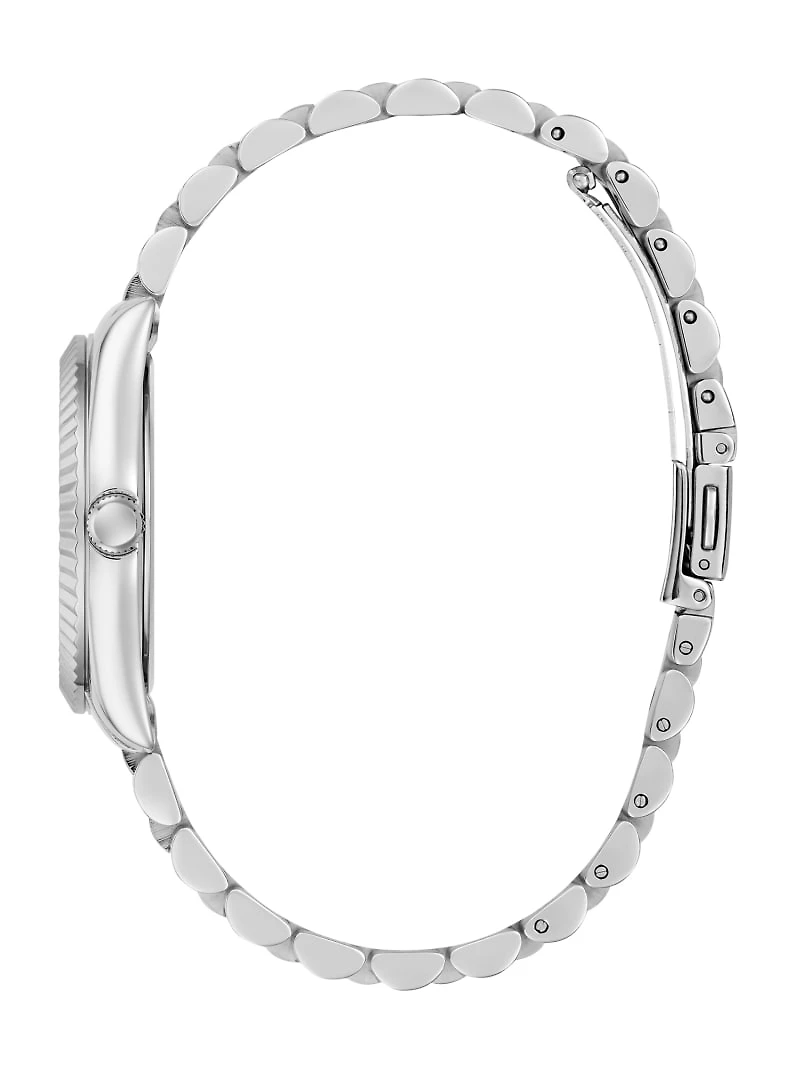 Silver-Tone and Blue Multifunction Watch