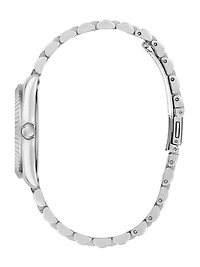 Silver-Tone and Blue Multifunction Watch