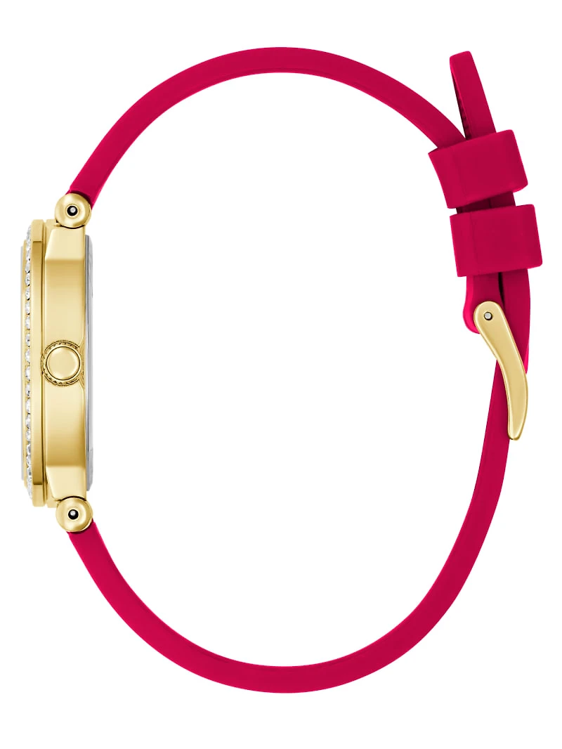 Gold-Tone and Red Silicone Watch