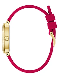 Gold-Tone and Red Silicone Watch