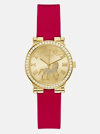 Gold-Tone and Red Silicone Watch