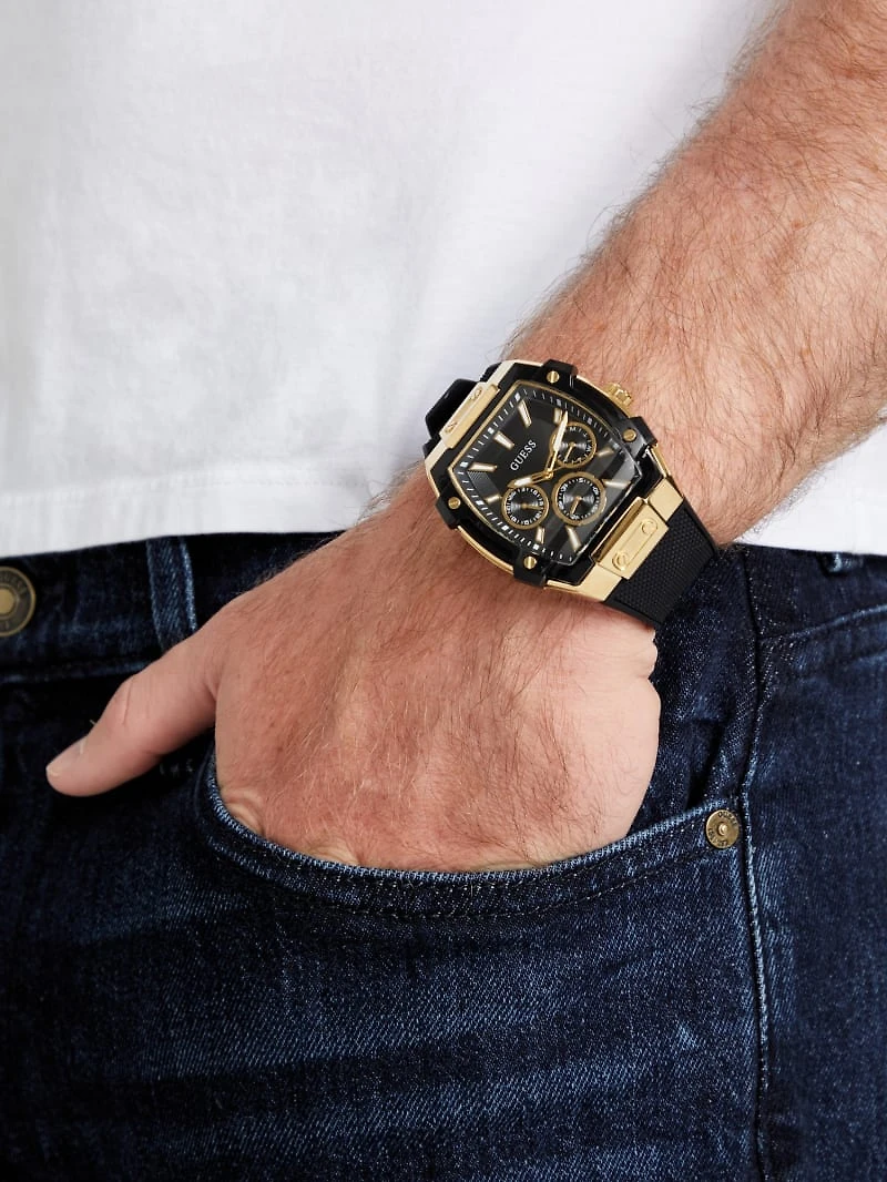 Gold-Tone and Silicone Multifunction Watch