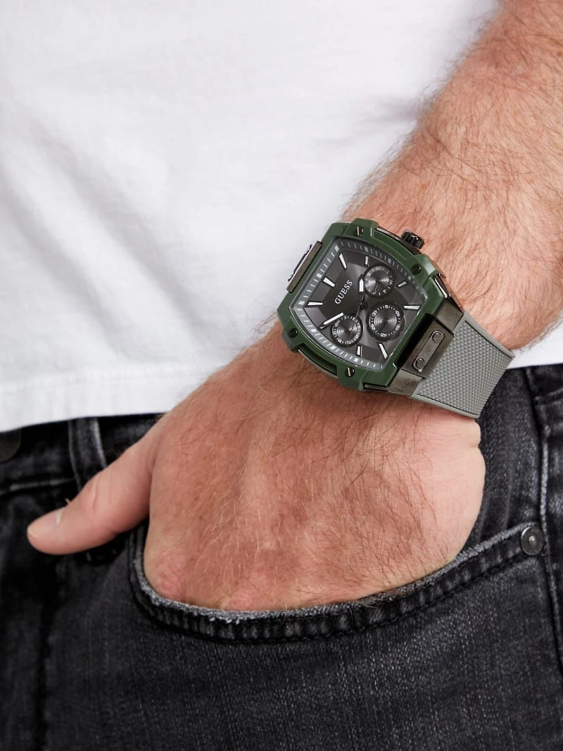 Green and Grey Silicone Multifunction Watch