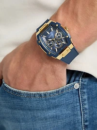 Gold-Tone and Blue Multifunctional Watch