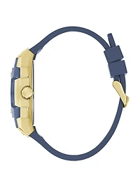 Gold-Tone and Blue Multifunctional Watch