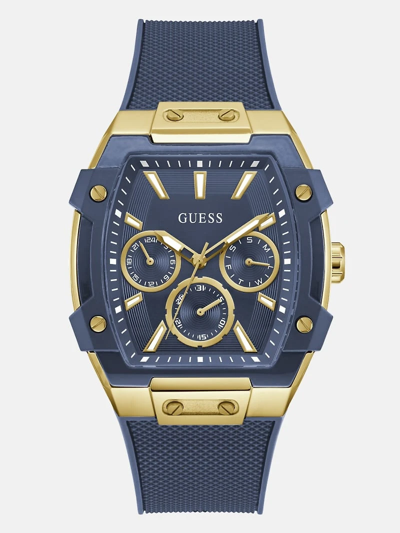 Gold-Tone and Blue Multifunctional Watch