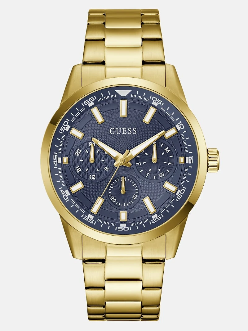 Gold-Tone and Blue Multifunction Watch