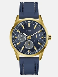 Gold-Tone and Blue Silicone Multifunction Watch