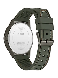 Dark Silver-Tone and Green Silicone Multifunction Watch