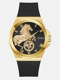 Gold-Tone and Black Silicone Watch