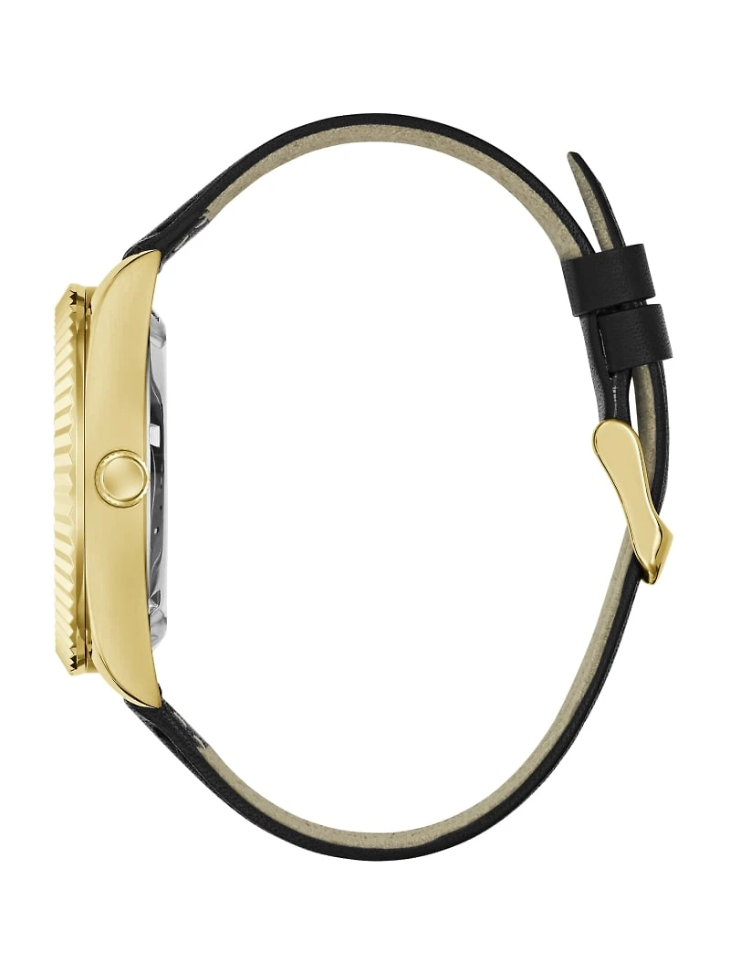 Gold-Tone Analog Leather Watch