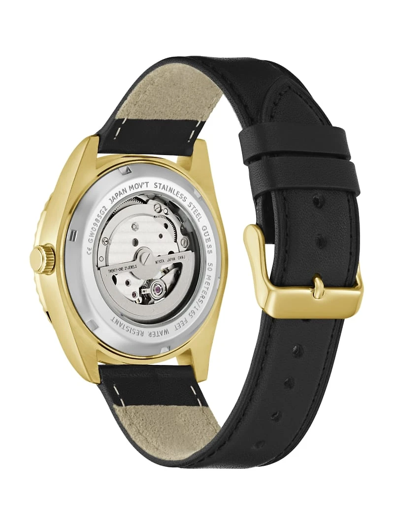 Gold-Tone Analog Leather Watch
