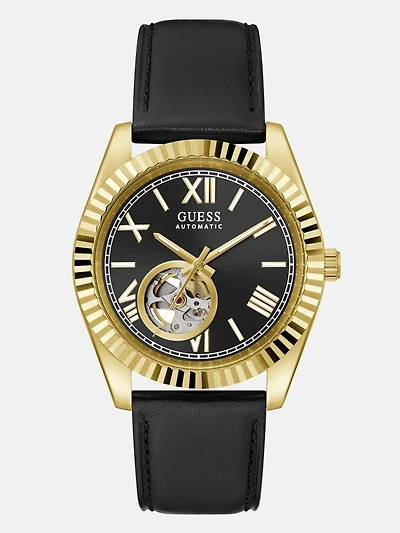 Gold-Tone Analog Leather Watch