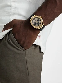 Gold-Tone and Black Multifunctional Watch
