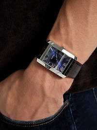 Silver-Tone and Navy Analog Watch