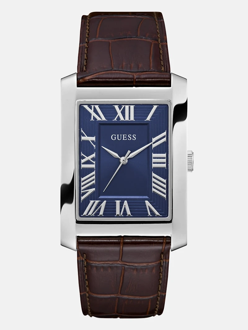 Silver-Tone and Navy Analog Watch