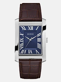 Silver-Tone and Navy Analog Watch