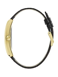 Gold-Tone and Emerald Analog Watch