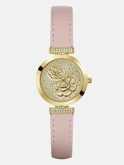 Genuine leather analogue watch 34 mm