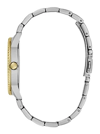 Silver-tone and gold analog watch