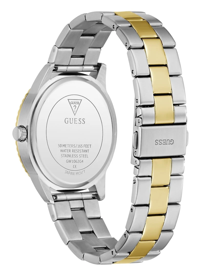 Silver-tone and gold analog watch