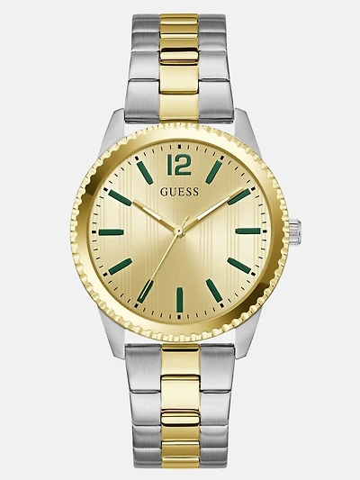 Silver-tone and gold analog watch