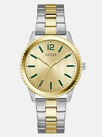 Silver-tone and gold analog watch