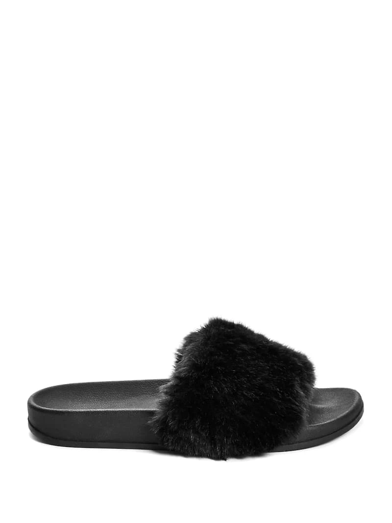 Buffie Leopard Faux-Fur Slide Sandals