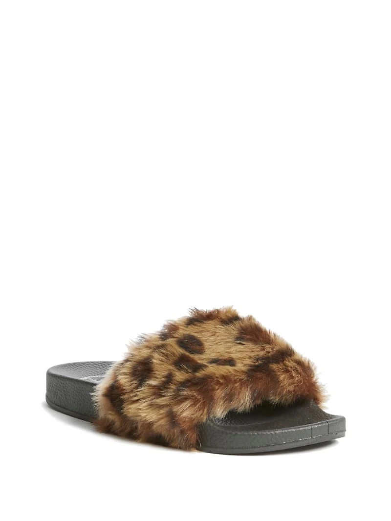 Buffie Leopard Faux-Fur Slide Sandals