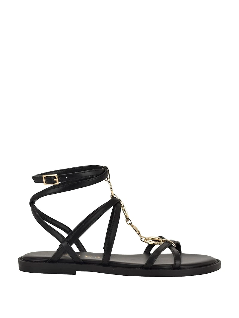 Grunge faux leather sandals