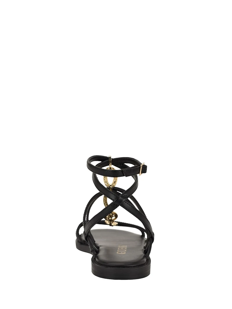 Grunge faux leather sandals